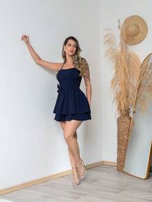 Basic Printed Romper With Padded Cups Duna Premium Sizes P, M, G, And GG - Navy Blue - View 8