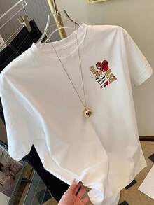 Camiseta de mujer para primavera y verano - Blanco - Ver 3