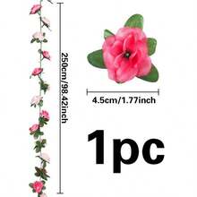 1pc Artificial Rose Vine, 45 Heads Rose Garland Decor, Plastic - Multicolor - View 3