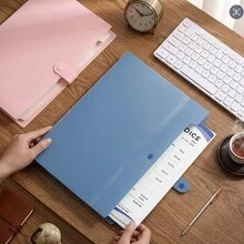1 pieza Carpeta de archivo sin plegar, carpeta de archivo plegable minimalista de varias capas con bolígrafo incluido. Adecuado para almacenamiento de archivos de oficina y escuela, almacenamiento de útiles escolares, artículo esencial para la temporada de regreso a clases. Color y estilo aleatorios. - Varios estilos - Ver 5
