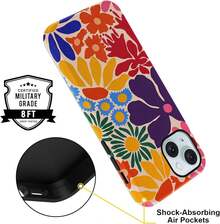 15 Sommer-Handyhülle ,, schönes sommerliches Blumenmuster-Design, Schutzhülle geeignet für Mädchen, doppelschichtige stoßfeste weiche bunte Silikon-TPU-Polsterhülle, 02 - Weiß 4 - Übersicht 5