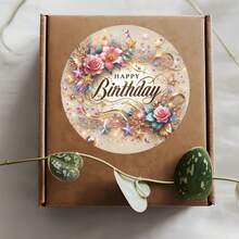 24/48/72pcs Round Floral Gold Foil Birthday Stickers,Watercolor Pink Rose Star Glitter Birthday Labels, Perfect For Birthday Celebrations,Gift Bags, Envelopes, Birthday Cards, Party Favors, Scrapbooking - View 4
