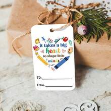 50PCS Teacher Appreciation Gift Tags With Hemp Rope - 5 Designs Colorful "Best Teacher Ever" Thank You Tags, Cute School Supplies Paper Tags For Teacher's Day, Graduation & Back To School Gift Wrapping - A - View 5