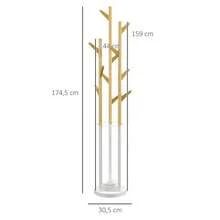 Coat Rack, Freestanding Coat Rack With 13 Hooks, Modern Umbrella Stand Made Of Metal And Bamboo, Natural And White - 杏色 - 查看 2