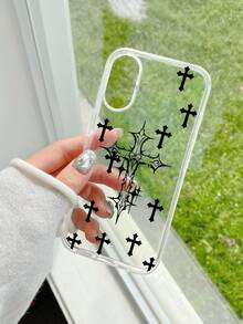 Gothic Style Dark Vintage Religious Symbol Cross Lens Protection Black Phone Case Compatible With Iphone&Galaxy - Multicolor - View 7