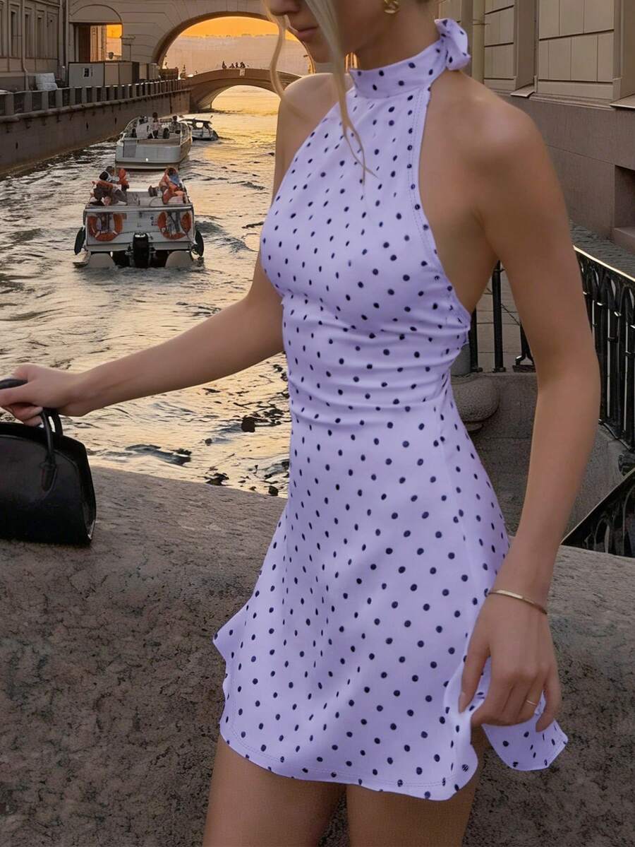 2026 Spring/Summer Fashion: Versatile Short Dress Elegant - Mauve Purple - View 1