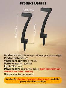 LED Solar 7-Shaped Ground Lights, Yard Decorative Lights, Suitable For Lawn, Garden, Outdoor, Park Landscape Atmosphere Lighting Ground Lights, Lighting Lights, Solar Ground Lights - Floor Lamp - View 9