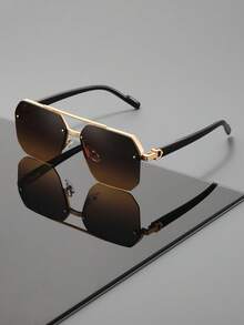 Unisex Business Casual Style Double Bridge Glasses, Suitable For Daily Wear, Commuting, Travel And Driving - Multicolor - View 15