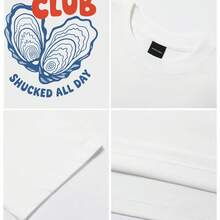 Women's T-Shirt Oyster Shell Pattern Print Design Short Sleeve Crew Neck Casua Suitable For Spring And Summer - White - View 4