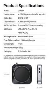 UGREEN 適用Mac mini-M.2硬碟擴充底座，Mac mini 擴充套裝，擴充座+硬碟盒+增高底座，M.2固態硬碟拓展塢，USB3.2接口，適配M4/M4Pro蘋果主機 - 查看 10
