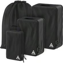 Well Traveled - Cubos de equipaje de compresión de lujo de para viajes con diseño HybridMax de doble capacidad juego grande pequeño y mediano - Negro, 4 piezas - Ver 2