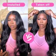 Bling Hair Glueless Wear And Go Human Hair Wig Body Wave 13x4 13x6 360 Lace Front Wig For Women 180% Density Pre-Cut Transparent Invisible Wigs Pre-Plucked With Baby Hairs Ready To Wear Brazilian Remy Hair - Natural Black - 查看 8