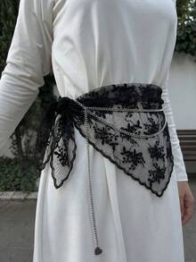 1pc/2pcs Women Solid Color/Lace Print Fringed Shawl Scarf, Casual Versatile For Spring/Summer - Triangle Scarf - View 14