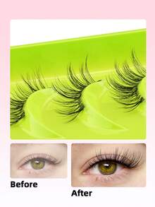 10 Pairs Thin Strip Semi-Transparent Stem Cross False Eyelashes, Create Spiky Curly Makeup Effect, Suitable For Girls Daily And Festival Occasions - Half Eyelashes - View 4