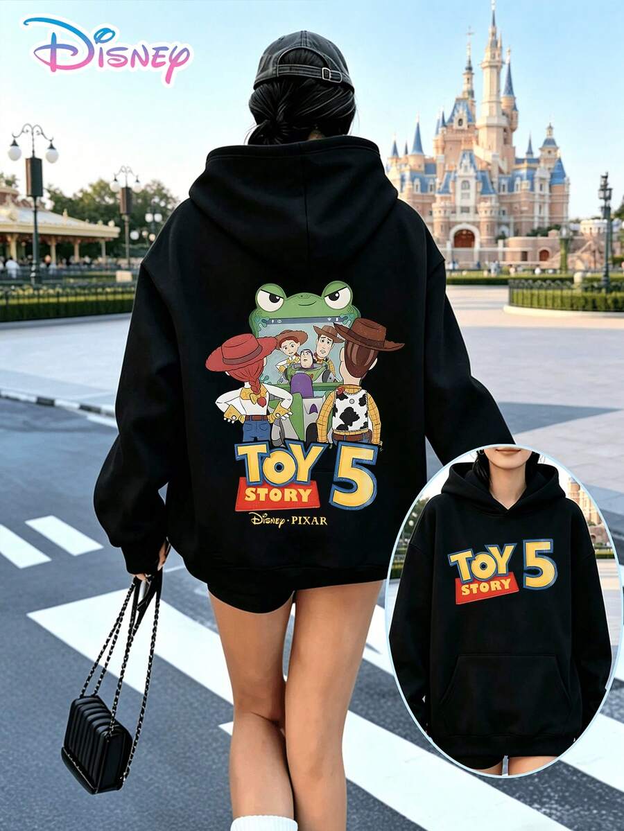 Disney Toy Story 5 All-Character Double-Sided Print Hoodie, Fall/Winter Hoodie, Women's Hoodie, Men's Hoodie,Fourth Of July,Disney Collaboration - 黑色 - 查看 1