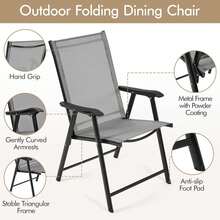 Patio Dining Chairs Set Of 4 With Armrests, Outdoor Folding Metal Frame And Backrest For - A - View 5