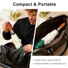 Beach Compact Golf Umbrella Large - 54inch Travel Big Portable Automatic Folding Umbrella Windproof For Men Heavy Duty 210T   Coated Umbrella For Rain - 10.Dark Green - View 5