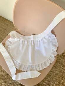 1pc White Apron, Elegant And Practical Short Apron, Minimalist White Waist Apron [Random Delivery Of Lace Trim Or Ruffle Hem Styles] - Multicolor - View 11