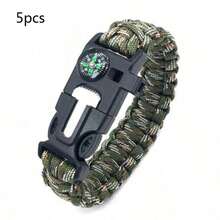 Pulsera trenzada de paracord para exteriores, pulsera de supervivencia multifuncional 5 en 1 con brújula de paracord - Multicolor - Ver 13