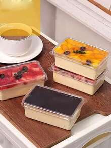 Kotak Kue Tiramisu, Transparan dengan Tutup, Mousse Susu Kedelai Berlapis, Kotak Kemasan Kue dan Makanan Penutup Sekali Pakai - transparan - View 3