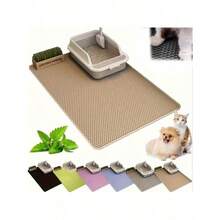 Double-Layer Hollow Cat Litter Mat - Easy To Clean Grid Design, Strong Odor Control, Prevent Litter Tracking, Pet Floor Protection Mat, Daily Hygiene For Cats - Multicolor - View 1