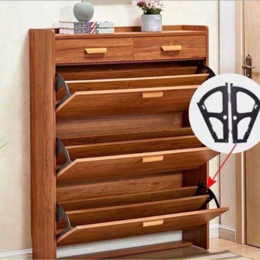 3-Tier Modern Matte Shoe Cabinet Hinges - Easy Install Flip-Up Panel Frame For Kitchen, Living Room And Entryway - Silver - B - View 1