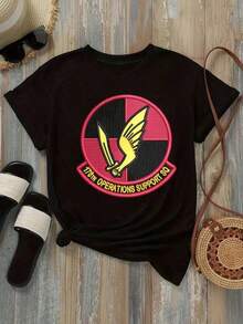 mujer Camiseta de Mujer Casual de Manga Corta y Opciones de Color Blanco Diseño Inspirado en el Parche del 178º Escuadrón de Apoyo a las Operaciones Estampado Gráfico Mezcla de Algodón Ajuste Cómodo Ropa de Uso Diario Estilo Urbano Camisetas de Moda para Mujer Conjuntos de Verano para Mujer Camisetas Gráficas para Mujer Tops Cortos para Mujer Ropa Vintage de Algodón Linda para Mujer Camisetas de Verano para Mujer Conjuntos de Verano para Mujer Camisetas Gráficas para Mujer Tops Cortos para Mujer Ropa Linda de Algodón Vintage para Mujer Adecuado para primavera, verano y otoño - Negro - Ver 2
