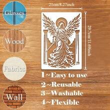 1pc Reusable Template With Judgment Angel Design, Size 29.72 X 21.08 Cm, Designed For Fantasy Style Angel Painting, Made Of Easy-To-Clean PET Material, Suitable For Various Craft Forms Including Tiles, Fabrics, Floors - Sets - View 2