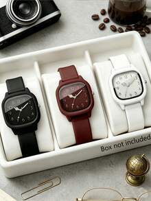 10pcs Men's And Women's Macaron-Style Quartz Watch Set, Featuring A Simple Square Dial Paired With A Silicone Strap, With Clearly Readable Numeric Markers. The Candy-Colored Design Is Fresh And Eye-Catching, Suitable For Students, Daily Wear, And Casual Style In Various Scenarios. - Multicolor - View 11
