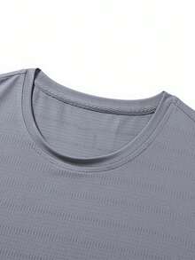 Vancamel Pulse Men's Loose Lightweight Mesh Breathable Dotted Print T-Shirt, Outdoor Workout Commute Sports Style Short Sleeve, Versatile Casual T-Shirt - Grey - View 3