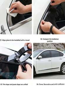 Black Car Decorative Film, Waterproof Door And Window Frame Protection Film, Self-Adhesive Glossy/Matte Black Car Trim Film, Suitable For Whole Car, Scratch-Resistant, Waterproof And Durable - A - View 8