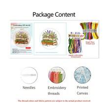 [Vintage Book & Floral] Round Embroidery DIY Kit, Artistic Book + Fresh Flower Pattern, Beginner Handmade Cross Stitch Set Includes Embroidery Hoop, Thread, Suitable For Home Wall Decor - Multicolor - View 13