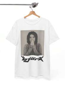 Björk T-Shirt, Debut Album Cover Tee, Vintage 90s Art Pop Shirt, Bjork Logo Graphic Top, Unisex Heavy Cotton Retro Music Fan Gift, S To 5XL - White - View 1