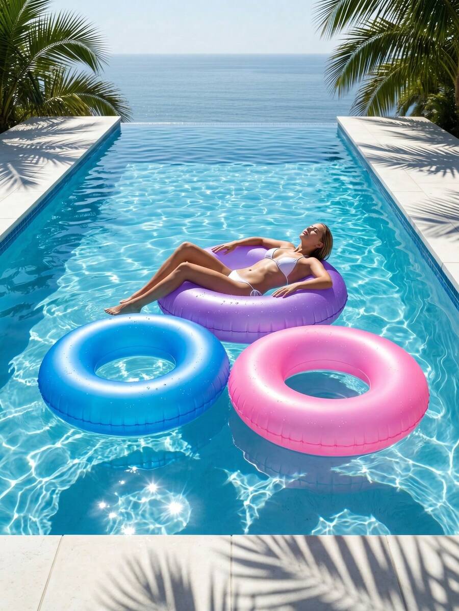 1pc Creative Design Matte Swim Ring, Summer Swimming Pool & Beach Floating Accessory, Party Use, Perfect Summer Gift, Swimming Pool Floating Lounger, Fun & Relaxation For Adult Vacation