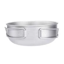 iBasingo 3-Piece Set Titanium Pot Set Camping Cooking Pan with Folding-Handle Outdoor Camp Cookware Pot Sets - Ti1571I 3 piezas - Ver 4