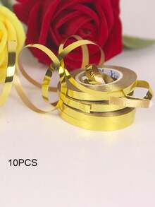 1/10pcs Laser Balloon Ribbons, Colorful Shiny Party Decoration Ribbons Suitable For Weddings, Birthdays, Festivals, Great For Gift Wrapping And Decorations, Party Decoration Ribbons, Brilliant Ribbons, Shiny Surface - Multicolor - View 10