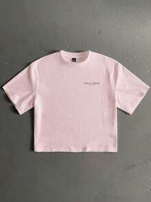 Camiseta de manga corta holgada y corta de talla estándar para hombre en color negro - Rosa - Ver 2