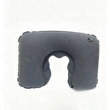Inflatable Travel Neck Pillow, Portable Foldable U-Shaped Pillow For Airplane & Long Journeys - 酒紅色 - 查看 6