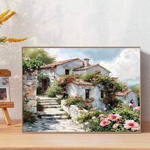 5D DIY 全钻钻石画套装 - 乡村花屋风景复古田园风格动物，15.75 x 11.8 英寸（40 x 30 厘米）无框钻石刺绣手工装饰画，家居墙面装饰，生日、母亲节、情人节、父亲节贴心礼物 - 圓鑽 - 查看 2