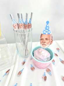 Personalized Photo Straws, 40-90 Years Old Birthday Decoration - Customized Photo Straws - 95th Birthday Tableware Decoration - Fun Birthday Straws, Multi-Functional, Decorative, Reusable, Ideal Gift For Men, Women, Boyfriend, Father - Multicolor - View 4