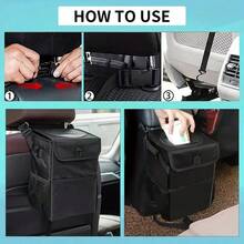 1pc Portable Car Trash Can With Lid, Waterproof Leak-Proof Car Garbage Can, Multi-Purpose Car Organizer, Suitable For All Vehicle Types - A - View 3