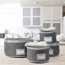 Richards Homewares Micro Fiber Deluxe Plate Case Set of 4-Grey - Gris - Ver 3