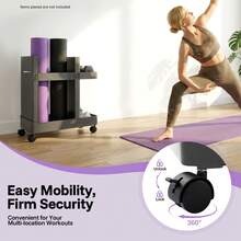 Gray Modern Fitness Equipment Storage Cart,Minimalist Floor-Standing Sports Gear Organizer Rack,Multifunctional Household Sundry Mobile Storage Trolley,For Home Gym Yoga Studio Store Yoga Mat Dumbbell Kettlebell Resistance Band Various Sports Supplies - Grey - View 7