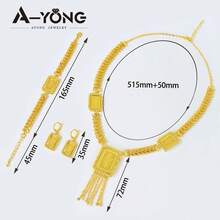 Luxury Dubai Wedding Jewelry Set 24K Gold Plated Omani Bride Tassel Necklace Bracelet Earrings Arabic Muslim Women Vintage Accessories - 3pcs Jewelry Set - View 20