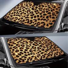 1pc Leopard Print Car Front Windshield Sunshade, Leopard Pattern, UV Protection, Fashion Design, Easy Installation, Foldable For Convenient Storage, Keeps Car Interior Cool, Suitable For Sedan, SUV And Truck, Perfect For Summer Travel - A - View 3