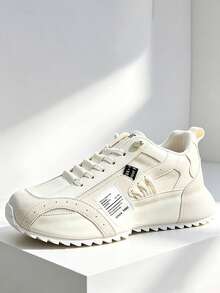 Men's Breathable New Mesh Thick-Sole Dad Sneakers, Casual Height-Increasing Sports Shoes - White - View 3