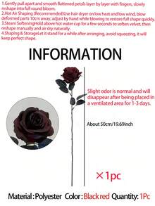 20/1朵人造黑紅玫瑰，適用於居家裝飾、婚禮布置、派對裝飾、哥德暗黑風裝飾、戶外攝影道具與暗黑主題花束、情人節禮物、萬聖節居家與生日裝飾、花園 - 黑紅色 - 查看 13