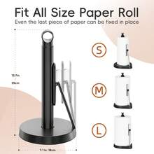 VITSCAN Heavy-Duty Stainless Steel Paper Towel Holder With Tension Arm – Easy One-Handed Tear, Modern Standing Countertop Dispenser For Kitchen, Holds All Paper Towel Rolls - Silver - View 3