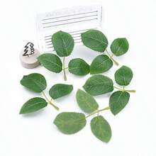 10/20/50件人造植物批發玫瑰葉裝飾，仿真綠色填充裝飾，逼真質感的植物，適用於婚禮花束/桌上中心裝飾、花園/盆栽和花藝布置 - 綠色 - 查看 6