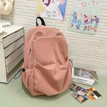 Bolso de mano moderno y versátil para mujer, estilo casual elegante con un toque de alta gama, bolso de hombro estiloso ideal para ir de compras, mochila casual plisada estilo coreano para mujer, nueva mochila de estudiante para el verano de 2026, de pana vintage. - Verde - Ver 9